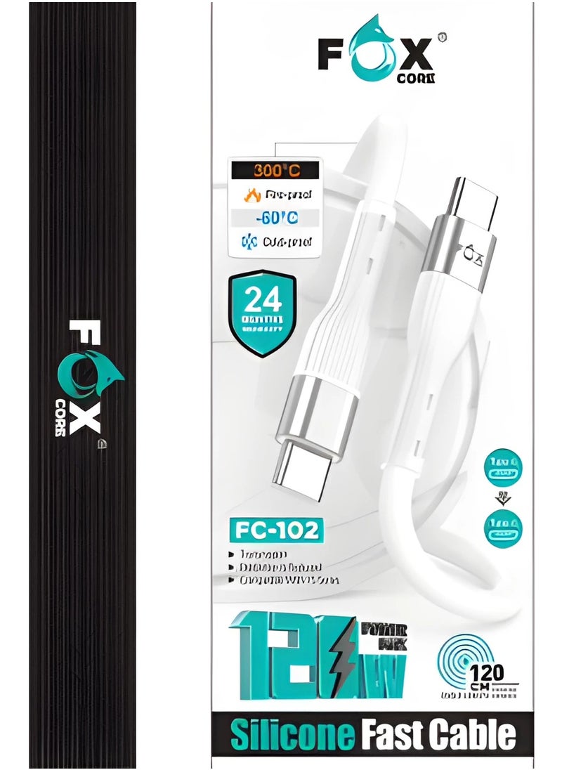Fox - 120cm 120W USB C to USB C Cable, Type C Fast Charging Cable, Foxcore USB C to USB C Charging Cord - Image 1