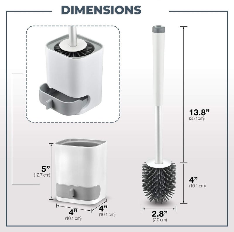 Hallstatt 3 In 1 Silicone Toilet Brush With Holder, Unbreakable Wall Mounted And Free Stand Sleek Toilet Cleaner Brush With Ventilated Drying Stand, Bathroom Scrubber - Image 4
