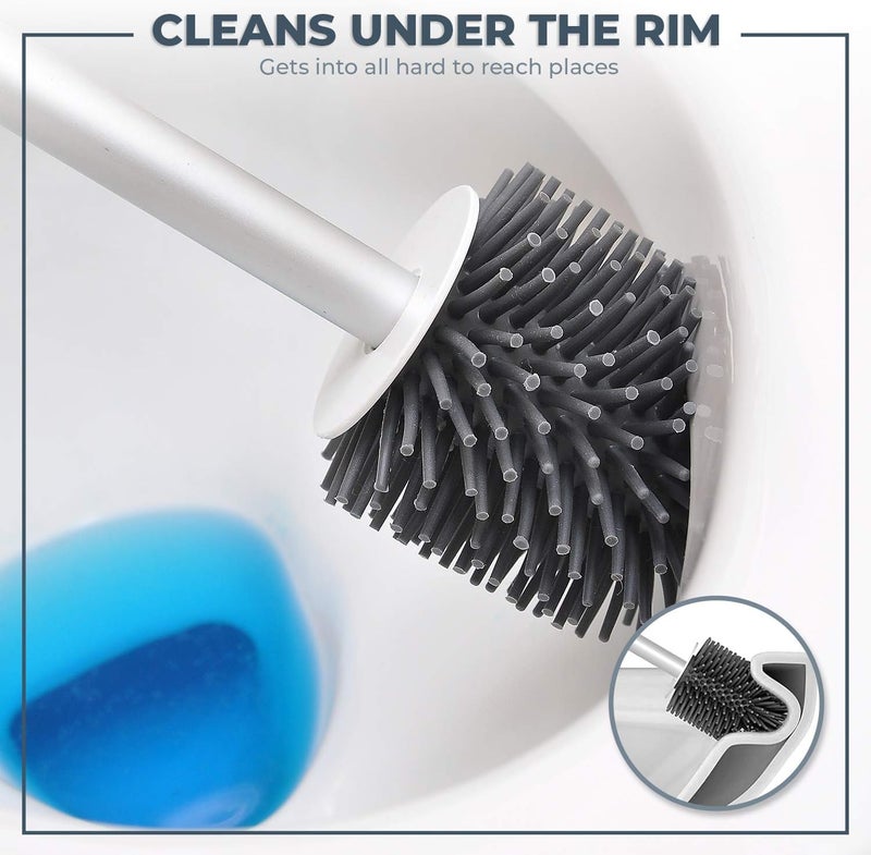 Hallstatt 3 In 1 Silicone Toilet Brush With Holder, Unbreakable Wall Mounted And Free Stand Sleek Toilet Cleaner Brush With Ventilated Drying Stand, Bathroom Scrubber - Image 5