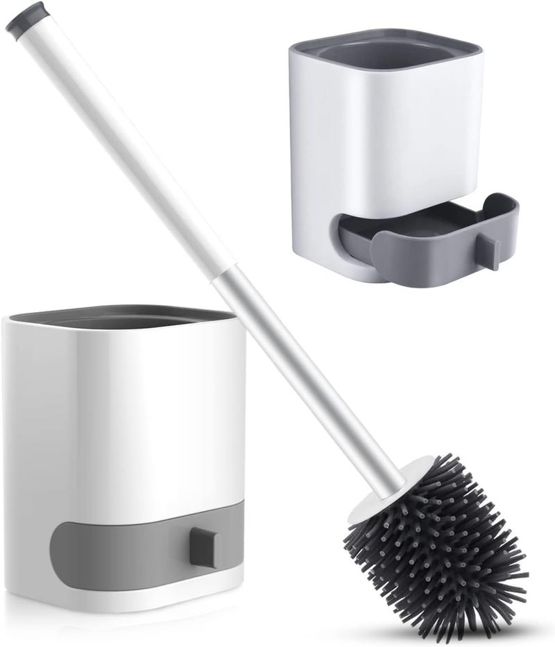 Hallstatt 3 In 1 Silicone Toilet Brush With Holder, Unbreakable Wall Mounted And Free Stand Sleek Toilet Cleaner Brush With Ventilated Drying Stand, Bathroom Scrubber - Image 1