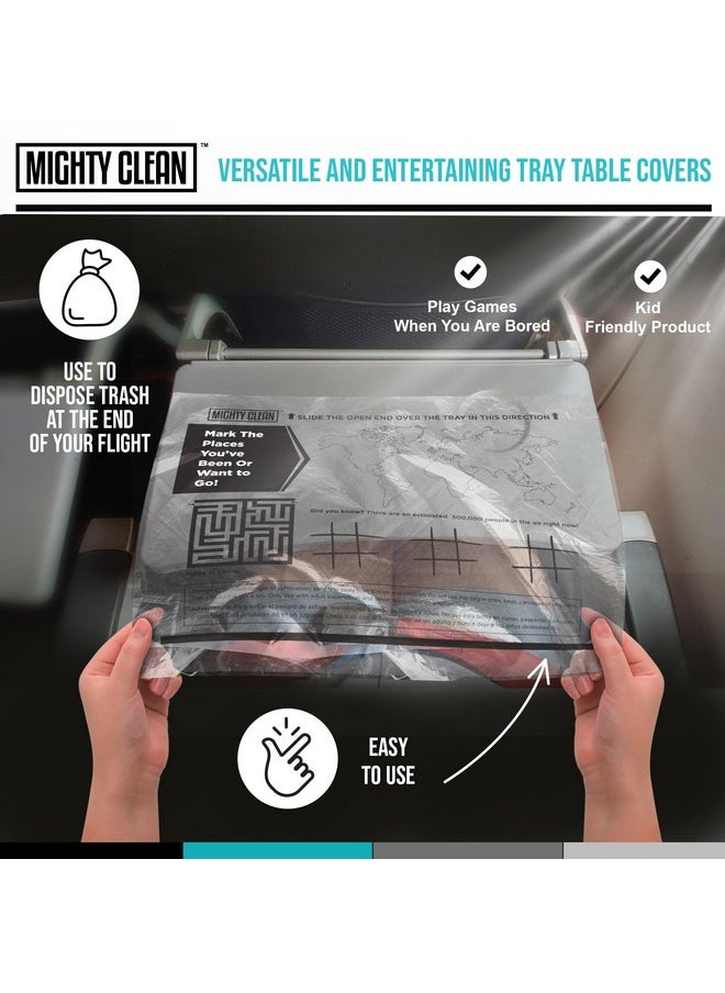 Mighty Clean E Travel Tray Protectors By Mighty Clean │ Airplane Travel Essentials For Toddler, Kids, And Adults │ Must Have For Flying │ Provides A Clean Surface And Entertainment │ 15 Pack  - Image 4