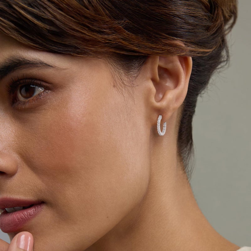 Belacqua 1.00 Carat Round Lab Grown Inside Out Diamond Hoop Earrings in Sterling Silver, Color G+, Clarity SI, Prong Set, Fine Jewelry for Women, Gift Box Included - Image 2
