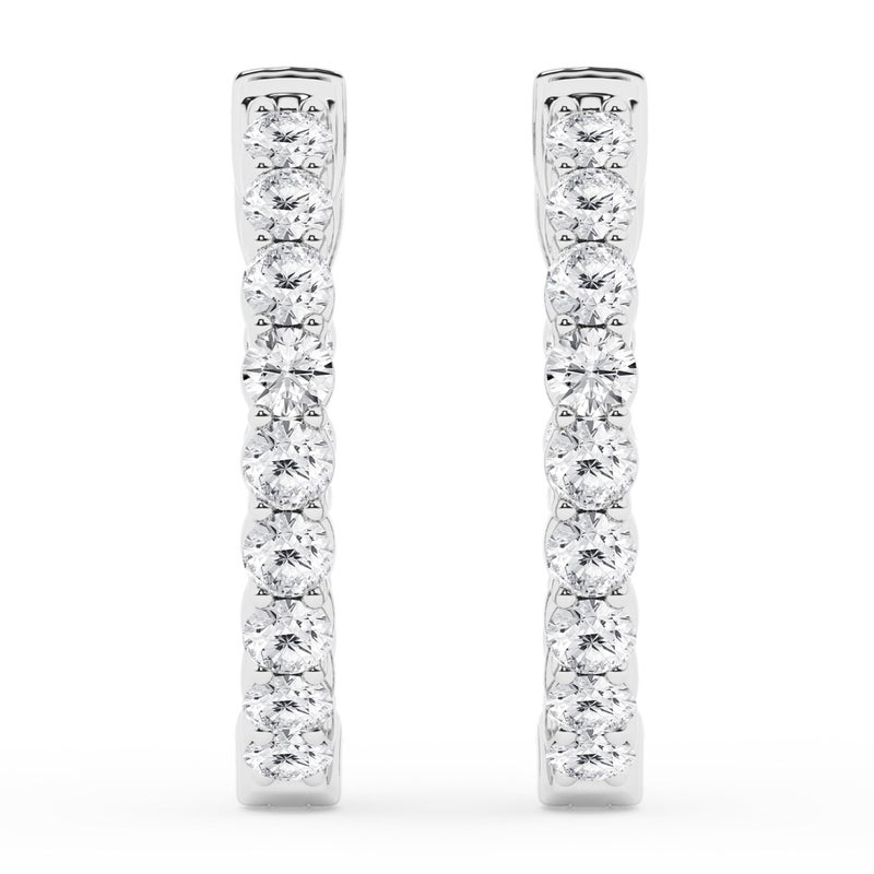 Belacqua 1.00 Carat Round Lab Grown Inside Out Diamond Hoop Earrings in Sterling Silver, Color G+, Clarity SI, Prong Set, Fine Jewelry for Women, Gift Box Included - Image 4