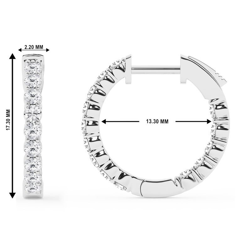 Belacqua 1.00 Carat Round Lab Grown Inside Out Diamond Hoop Earrings in Sterling Silver, Color G+, Clarity SI, Prong Set, Fine Jewelry for Women, Gift Box Included - Image 5
