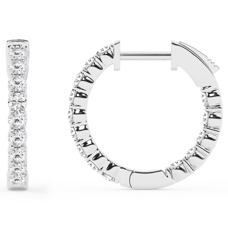 Belacqua 1.00 Carat Round Lab Grown Inside Out Diamond Hoop Earrings in Sterling Silver, Color G+, Clarity SI, Prong Set, Fine Jewelry for Women, Gift Box Included - Image 3