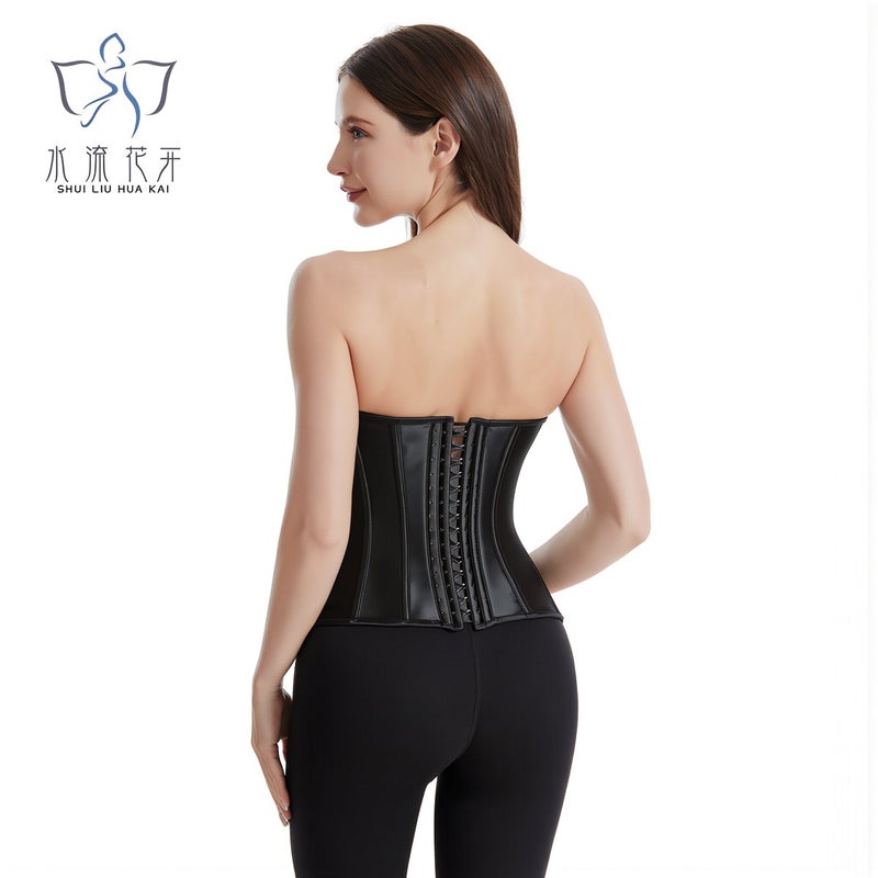 Satin Corset Shapewear Strapless Bustier Waist Trainer for Women XS Wine Red - Image 3