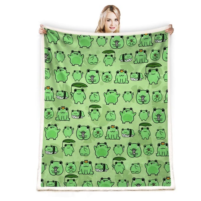 FROG BLANKET SOFT COZY THROW FOR COUCH SOFA BED HOME DECOR 50X60 INCH LIGHTWEIGHT WARM