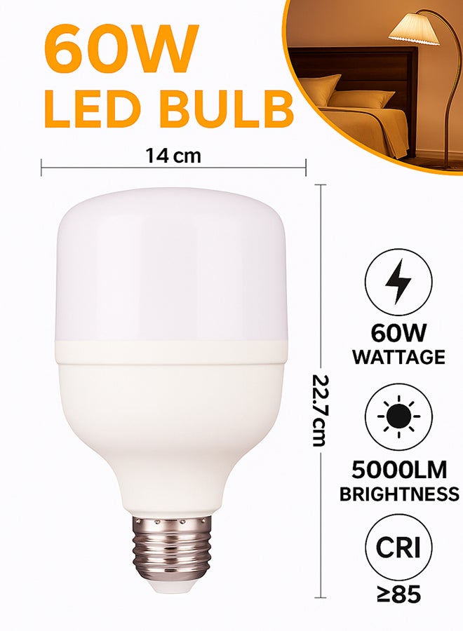 Max LED Bulb 60W E27 – Ultra Bright 5000lm White Light | Energy Efficient SMD Lamp for Industrial & Commercial Use  - Image 3
