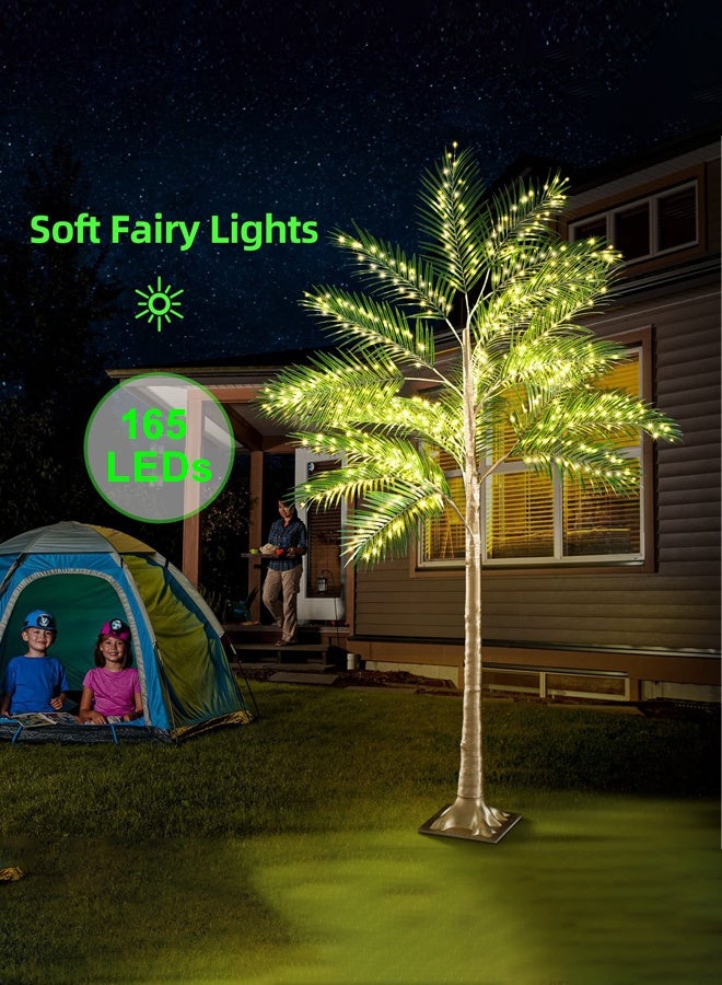 Uptyia Artificial Palm Trees with Led Light for Outdoors Pool Decorations,  Tall Fake Potted Plants，Large Faux Trees for Indoor, Fake Tropical Areca Floor Plant in Pot, for Modern Home Decor and Housewarming Gift，150CM - Image 3