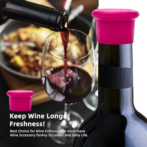 DXMWWTP 12 PCS Silicone Wine Stoppers, Reusable Silicone Wine Saver Sealer Stoppers Cover,Wine Bottle Caps Corks to Keep Wine Champagne Beverages Sparkling Beer Storage Fresh (6 colors) - Image 3