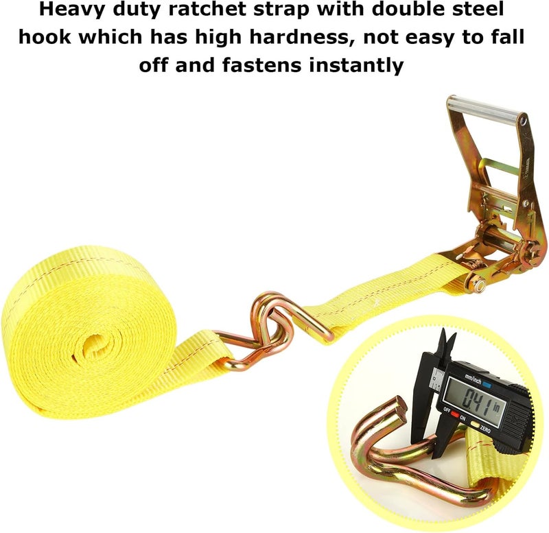 LISHINE 4 Pack 2 Inch Ratchet Straps Heavy Duty 20ft Tie Down Straps Ratchet with Double J Hook 10000 LBS Break Strength Cargo Ratchet Straps for Moving Truck Trailers Motorcycles Kayaks Car Roof - Image 4