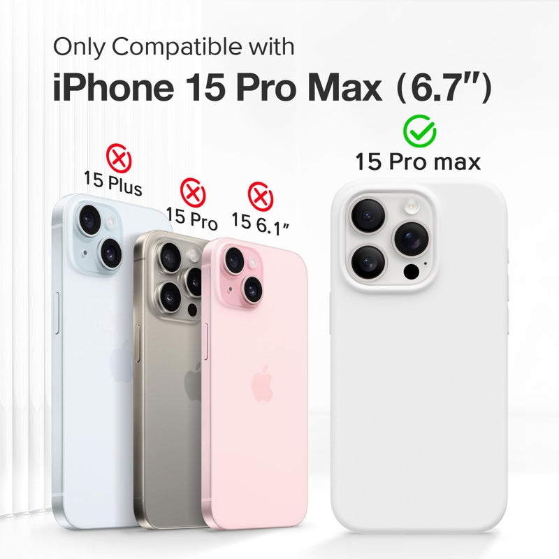 GONEZ for iPhone 15 Pro Max Case Silicone, Compatible with Magsafe, Camera Protector + Screen Protector, Soft Anti-Scratch Microfiber Lining, Liquid Silicone Shockproof Phone Cover, White - Image 2