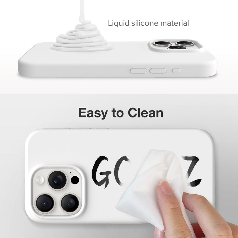 GONEZ for iPhone 15 Pro Max Case Silicone, Compatible with Magsafe, Camera Protector + Screen Protector, Soft Anti-Scratch Microfiber Lining, Liquid Silicone Shockproof Phone Cover, White - Image 3