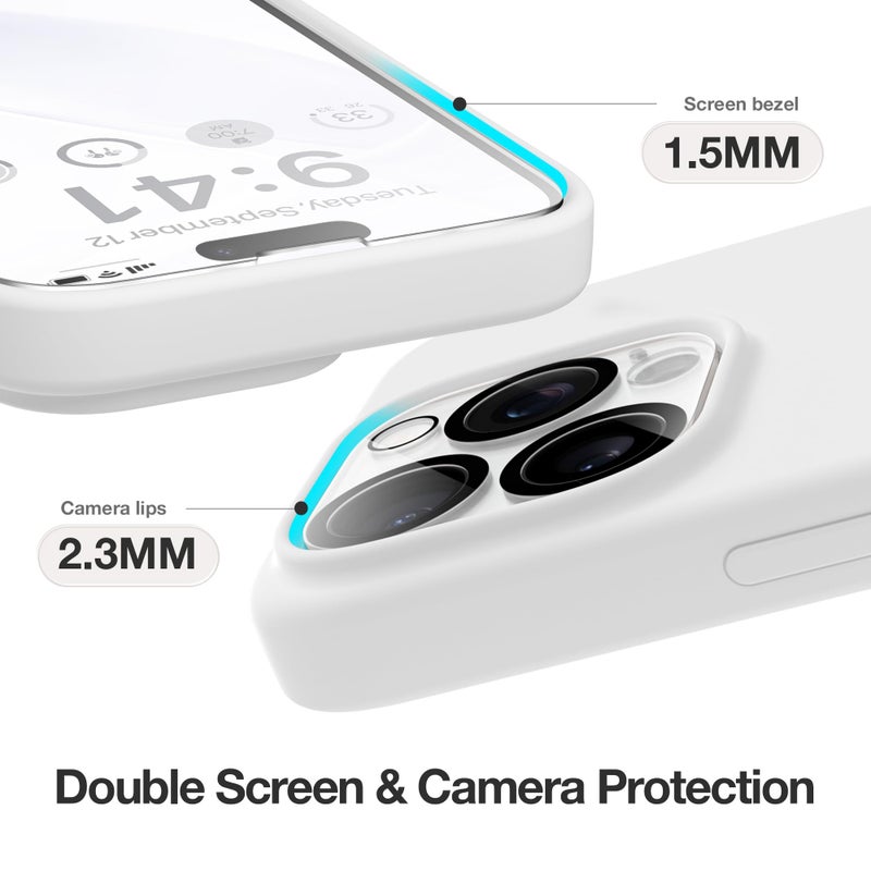 GONEZ for iPhone 15 Pro Max Case Silicone, Compatible with Magsafe, Camera Protector + Screen Protector, Soft Anti-Scratch Microfiber Lining, Liquid Silicone Shockproof Phone Cover, White - Image 5