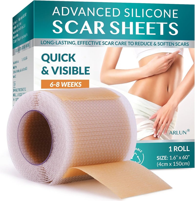 Arlun Silicone Scar Tape Silicone Scar Sheets Scar Tape for Surgical Scars Silicone Tape for Scars Scar Sheets for Surgical Scars CSection Tummy Tuck and Keloid 16x 60 Roll15M - Image 1