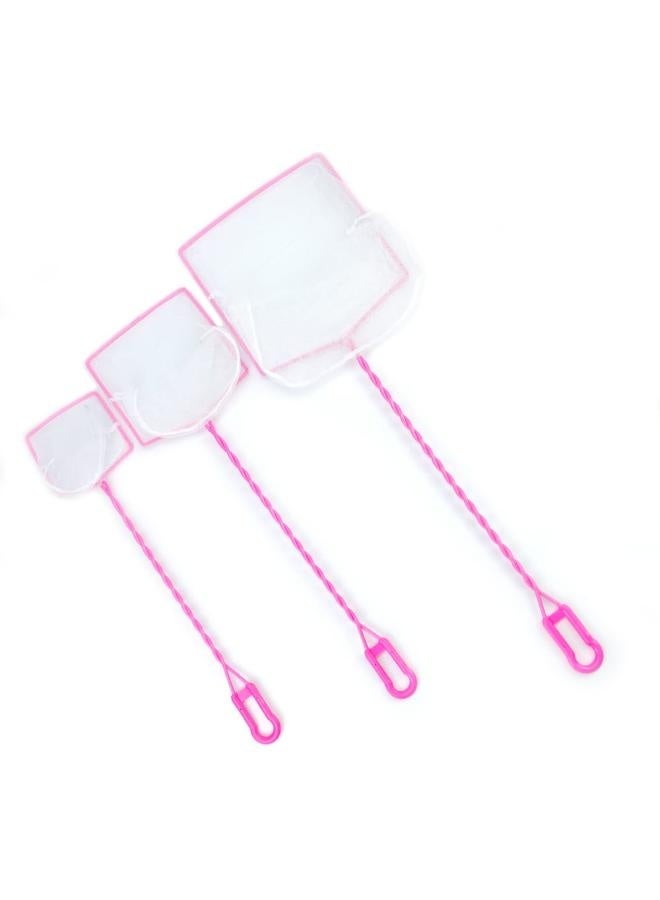 Pink Handle Aquarium Fish Net Small Nylon Fishing Nets with Plastic Handle for Fish Tank 4inch/6inch/8inch/10inch/12inch Pink - Image 1