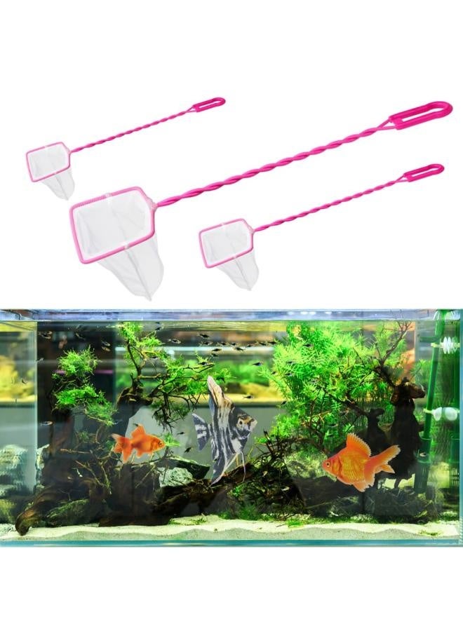 Pink Handle Aquarium Fish Net Small Nylon Fishing Nets with Plastic Handle for Fish Tank 4inch/6inch/8inch/10inch/12inch Pink - Image 4