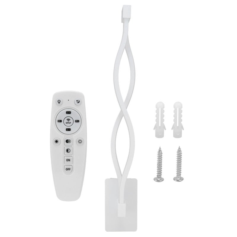 LED Wall Lamp Wave Shape Wall Lamp Threecolor Temperature Remote Control Light Bedside Home Decoration AC 170245V(21W White ) - Image 1