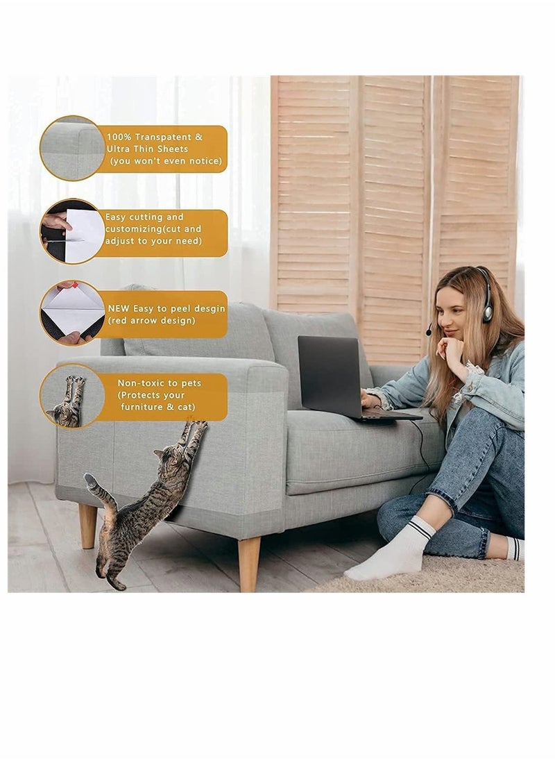Double Sided Scratch Furniture Protectors from Cats, Anti Cat Scratching Deterrent Tape, Cat Couch Protector, Scratch Protection Tapes for Pet, Clear Training Tape, Stops Scratching, 10 Pack