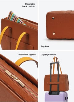 Mokobara MOKOBARA The Celeste Tote Bag | Lightweight for Daily use and Work with Luggage Sleeve and 14" Laptop Compartment with Magnetic Closure for Women (Tan Lines)  - Image 3