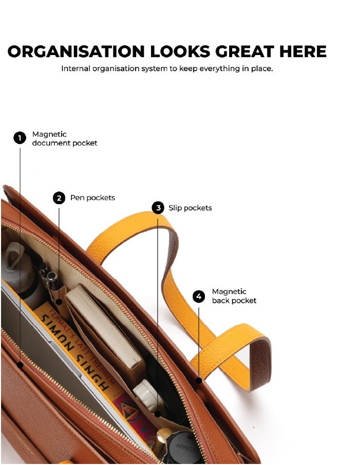 Mokobara MOKOBARA The Celeste Tote Bag | Lightweight for Daily use and Work with Luggage Sleeve and 14" Laptop Compartment with Magnetic Closure for Women (Tan Lines)  - Image 5
