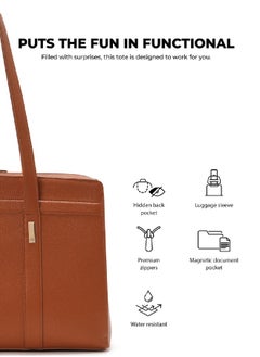 Mokobara MOKOBARA The Celeste Tote Bag | Lightweight for Daily use and Work with Luggage Sleeve and 14" Laptop Compartment with Magnetic Closure for Women (Tan Lines)  - Image 2