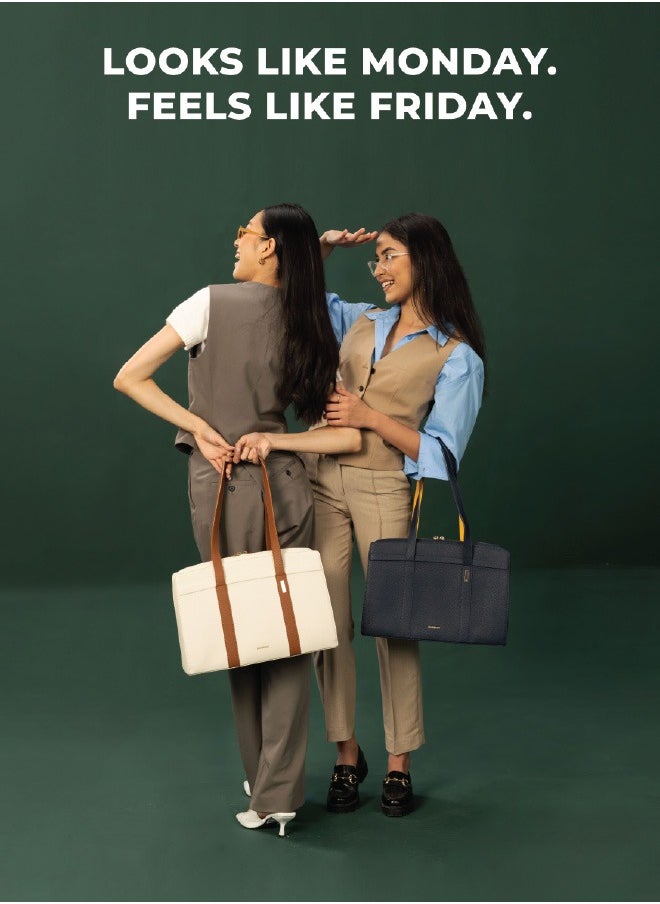 Mokobara MOKOBARA The Celeste Tote Bag | Lightweight for Daily use and Work with Luggage Sleeve and 14" Laptop Compartment with Magnetic Closure for Women (Tan Lines)  - Image 4