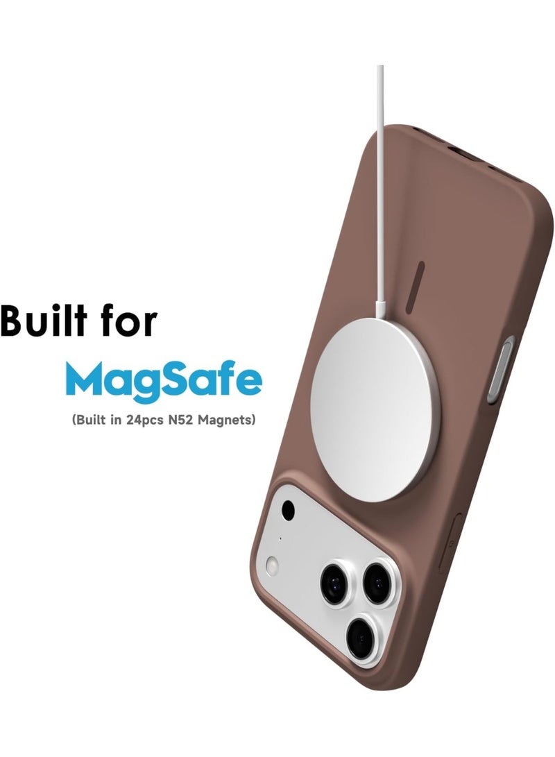 ACLIX Magnetic Slim Phone Case for iPhone 17 Pro Max Compatible with Magsafe Wireless Charging, Aesthetic Soft Rubber Silicone | Brown - Image 2