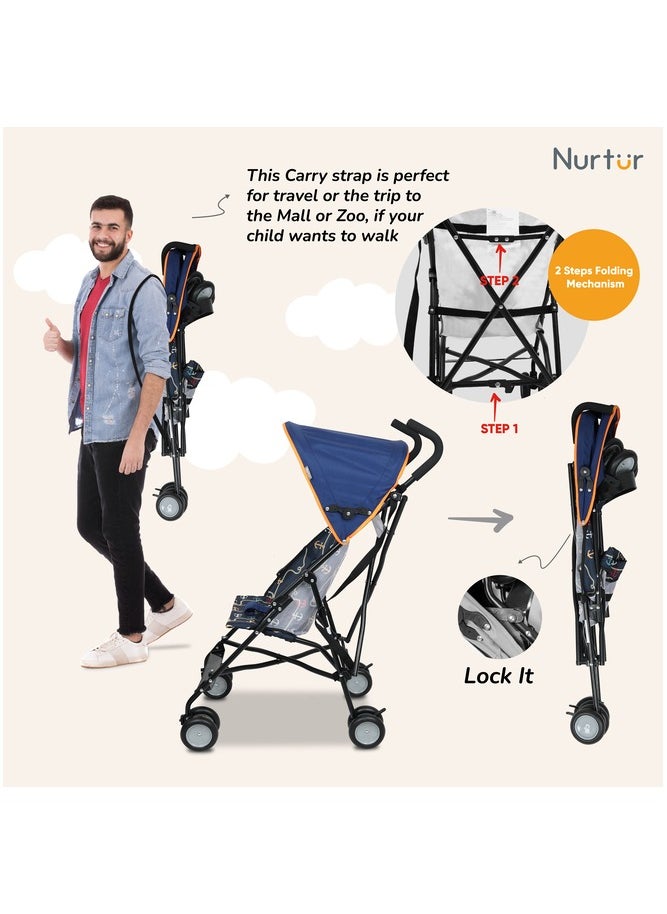 Nurtur Baby Rex Convenience Lightweight Buggy Stroller With Compact Fold, Canopy Shoulder Strap, 6 To 36 Months, Upto 15 Kg, Multicolour  - Image 4