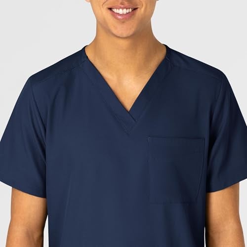 WonderWink W123 Unisex 4 Pocket Utility Scrub Top, Navy, L - Image 3
