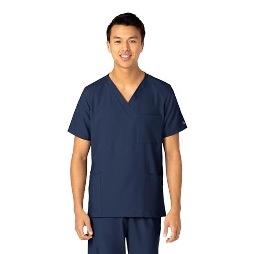 WonderWink W123 Unisex 4 Pocket Utility Scrub Top, Navy, L - Image 1