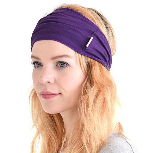 Charm Mens Head Wraps Elastic Bandana - Japanese Headband Workout Women Hair Purple - Image 1