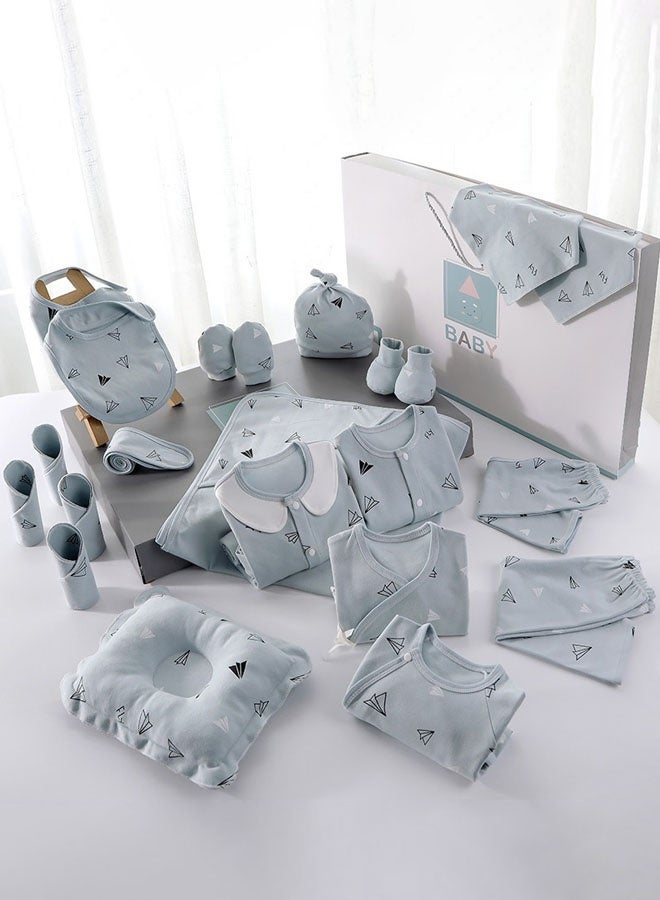 Hanayo Baby Newborn Essentials Layette Gift Set with Box 22 Piece Girl Boys Gifts Premium Cotton Clothes Accessories Set Fits Newborn Baby Cuddle Strap Bib Gloves(Blue) - Image 3