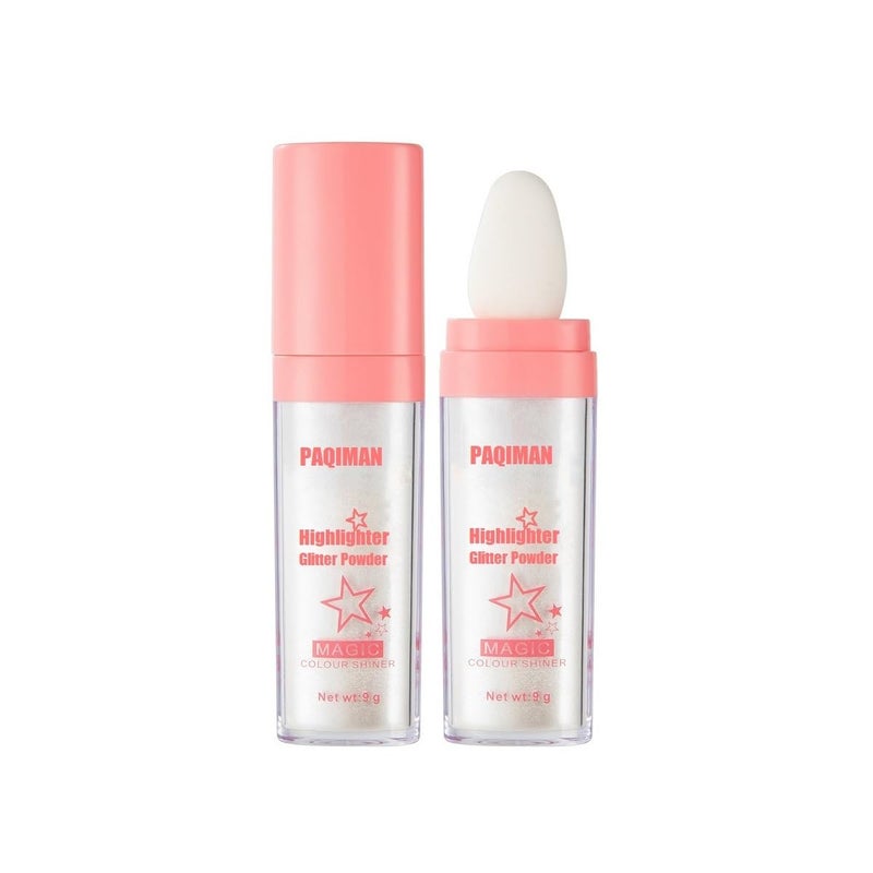 Glitter Powder Highlighter Makeup Body Brightens the Natural Threedimensional Face Blusher Patting Powder Highlighter 01 White moonbeam