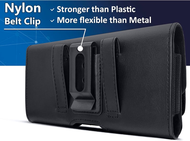 DeBin Cell Phone Belt Case Compatible with Samsung Galaxy Ultra Models (S25 S24 S23 S22 S21), A54/A53/A25/A15, Premium Leather, Magnetic Flap Holster & ID Card Pouch Holder, Black - Image 4