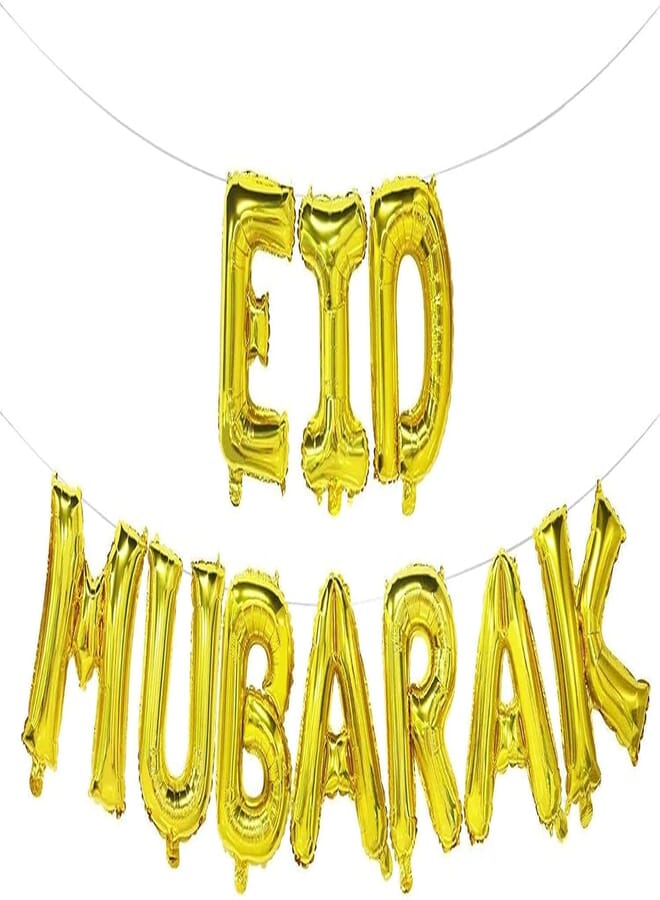 Secret Eid Mubarak Banner Foil Balloons Party Decoration Supplies Ramadan Bunting Decoration Gold EID Balloons for Muslim Islamic