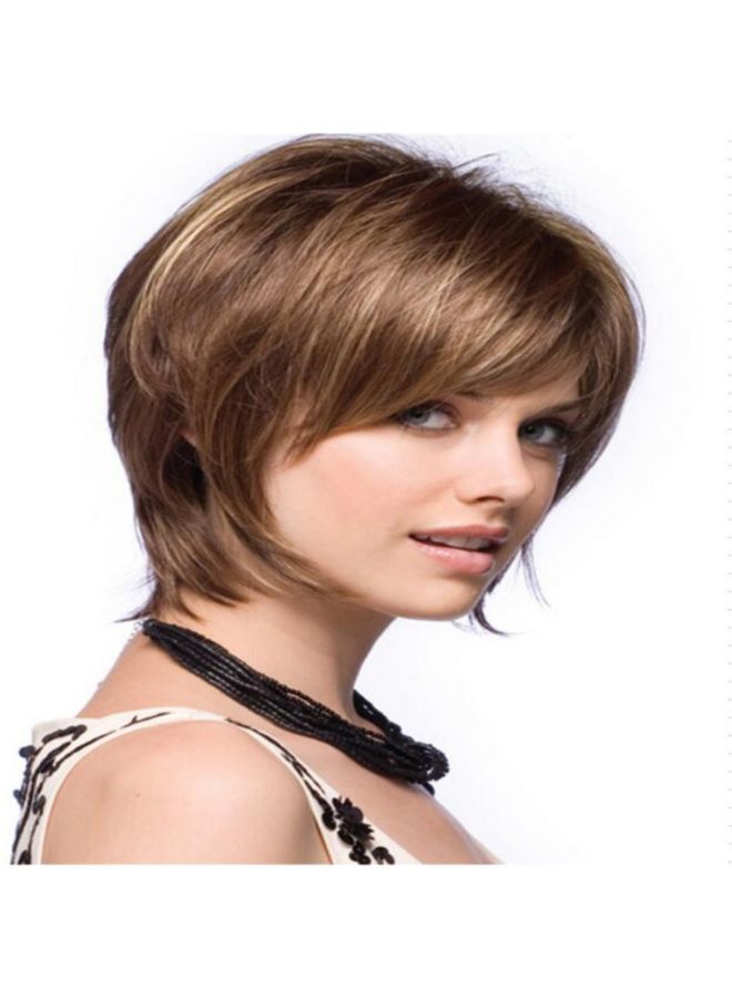 NIBEMINENT Short Straight Hair Wig Brown - Image 3