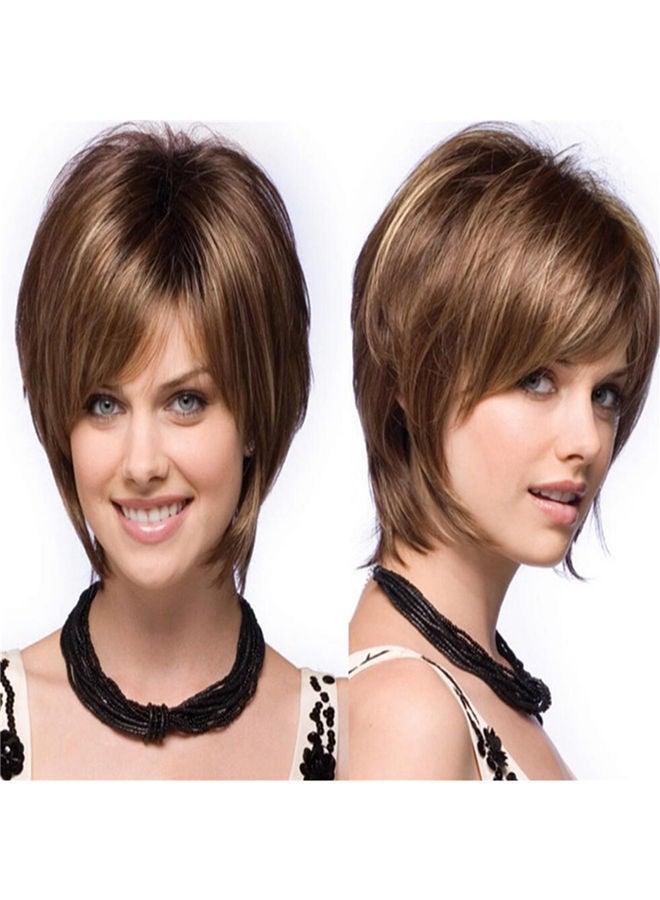 NIBEMINENT Short Straight Hair Wig Brown - Image 1