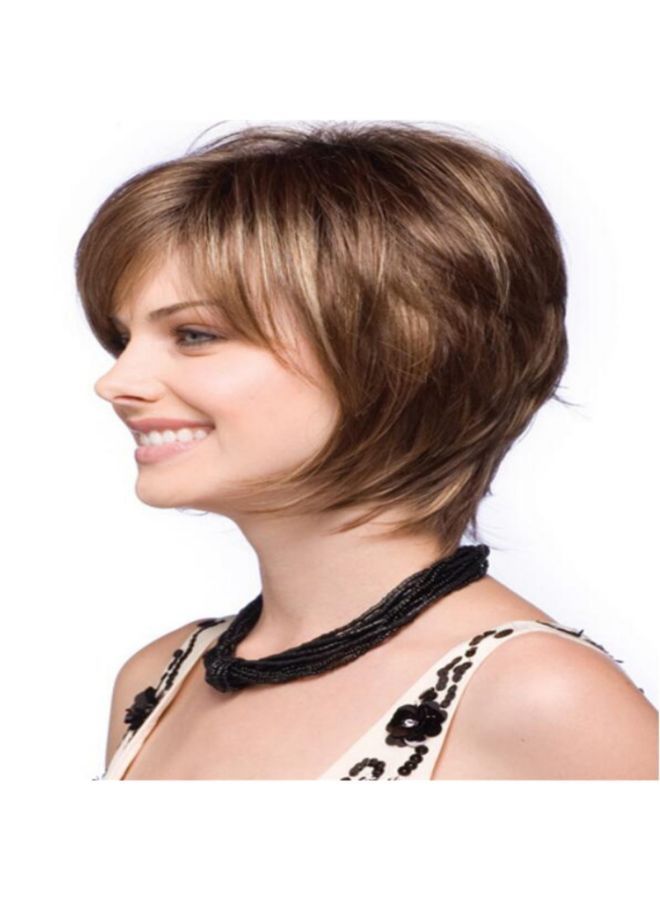 NIBEMINENT Short Straight Hair Wig Brown - Image 2