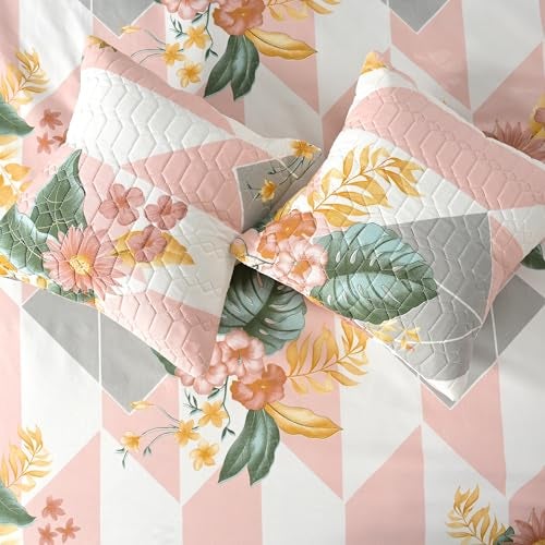 jayvaam Super Premium Designer 6-Piece Comforter Set - Double Bed Size (90”x100”) - Heavy Cotton Blend with Reversible Comforter, Bedsheet, Pillow Covers & Cushion Covers (Pink, 6 Pc Comforter Set) - Image 4