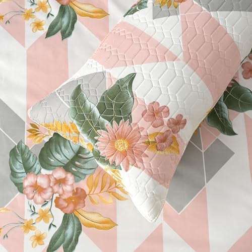 jayvaam Super Premium Designer 6-Piece Comforter Set - Double Bed Size (90”x100”) - Heavy Cotton Blend with Reversible Comforter, Bedsheet, Pillow Covers & Cushion Covers (Pink, 6 Pc Comforter Set) - Image 3