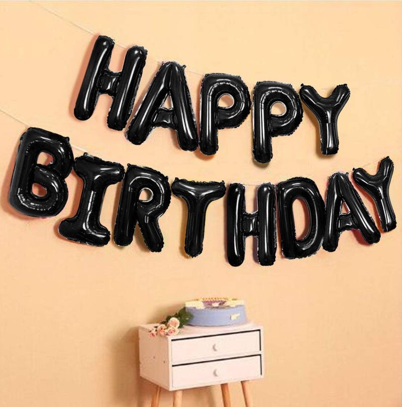 Crackles Happy Birthday Black Foil Balloons in Capital Letters Upper Case for Birthday Decorations - Image 3