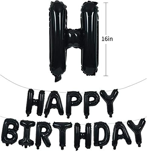Crackles Happy Birthday Black Foil Balloons in Capital Letters Upper Case for Birthday Decorations - Image 5
