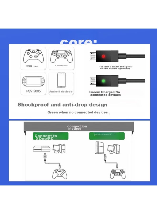 trendsetter Wireless Controller Cable For Xbox One S, Ps4 Charging Cable, Windows Phone Android Connection Cable, Microsoft Pc Charging Adapter Cable, Micro Usb To Android Interface - Image 2
