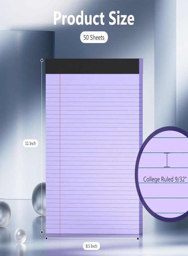 Nichela 2 Pack Legal Pads 8.5 x 11 College Ruled 100 Sheets Purple Note Pads 8.5" x 11" Lined Paper Chipboard-Backed Notepad with Micro-Perforated Notebook Paper for Office & School Supplies 50 Sheets/Pad - Image 2