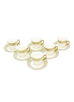 YOKOSAKI 12pcs Teacup And Saucer Set - 250ml Cups and 14.5cm Saucers  - Image 1