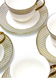 YOKOSAKI 12pcs Teacup And Saucer Set - 250ml Cups and 14.5cm Saucers  - Image 3