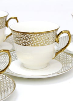 YOKOSAKI 12pcs Teacup And Saucer Set - 250ml Cups and 14.5cm Saucers  - Image 4