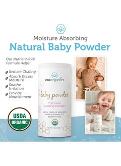 Era Organics Talc Free Baby Powder 90ml USDA Certified Organic Dusting Powder by Honeybuns Non-GMO, Cruelty Free, Natural and Organic Baby Products  - Image 4