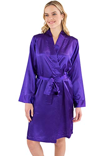 Intimo Women's Satin Kimono, Purple Orchid, Small - Image 1